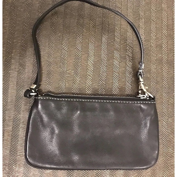 MICHAEL KORS Black Leather Wristlet, Silver Zip, Small Clutch Pouch - Picture 6 of 16